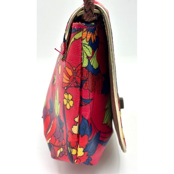 Sakroots Crossbody‎ Saddle Bag Purse Red Multi Color Floral Magnetic Clasp Fold - Picture 12 of 16
